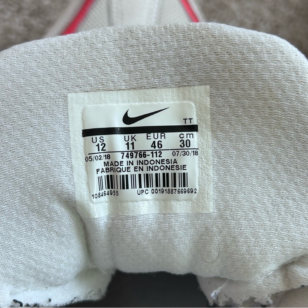 Nike Air Max 95 Solar Red 2018 OG Retro Men’s Size 12 White Grey 749766-112 - Picture 12 of 13
